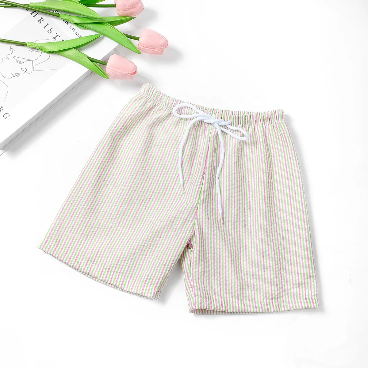 2024 summer children swimwear striped seersucker baby girl one piece swimsuit kids clothing design