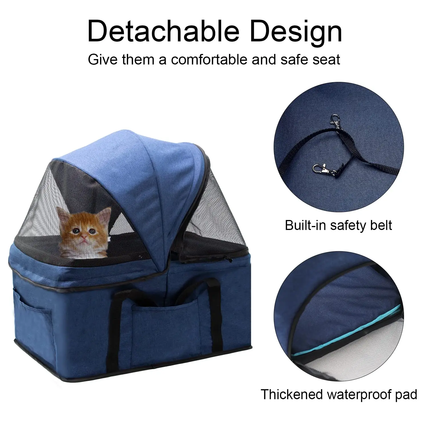 Folding Travel Pet Trolley Cat Cart Carrier With 4 Wheels For Medium Dogs Luxury Dog Pet Strollers