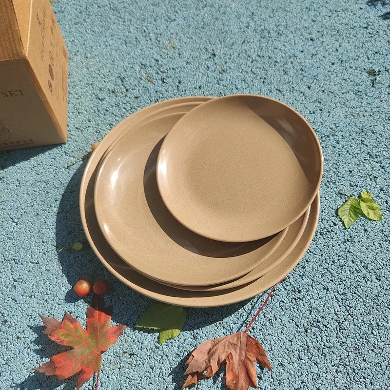 2024 hot selling biodegradable tableware healthy rice husk fiber dining plate