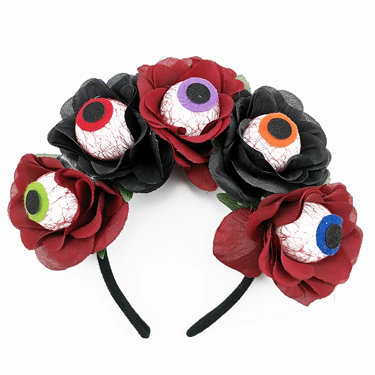 black rose headband blood eyes halloween headband novelty hairband with blood eyes and flowers halloween headband with eyes
