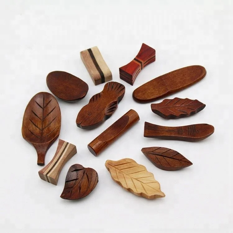 Wooden Chopsticks Holder Leaf Shape Forks Rest Knife Stand Frame Art Craft Dinner Tableware Chopsticks Rack