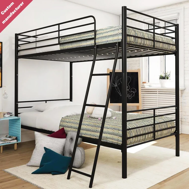 Junqi Factory Wholesale School Dormitory Apartment Bunk Bed Kids Metal Bunk Beds Children Bunk Bed