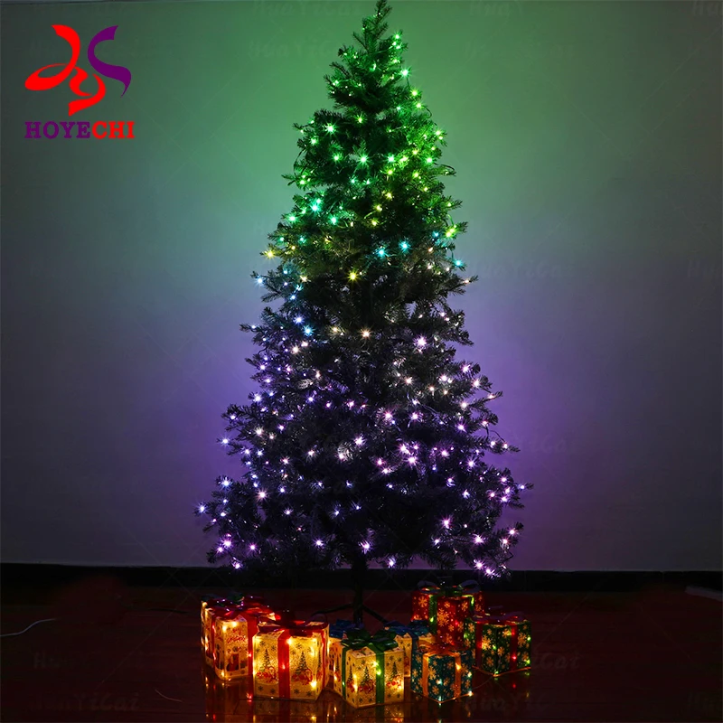 Indoor Outdoor Customized PVC PE Branches Artificial Christmas Tree with LED Lights Included