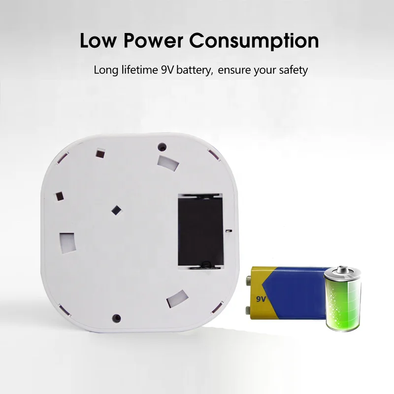 Home Fire Security Alarm System Wireless 433MHz 9V Battery Powered Smoke Detector Alarm