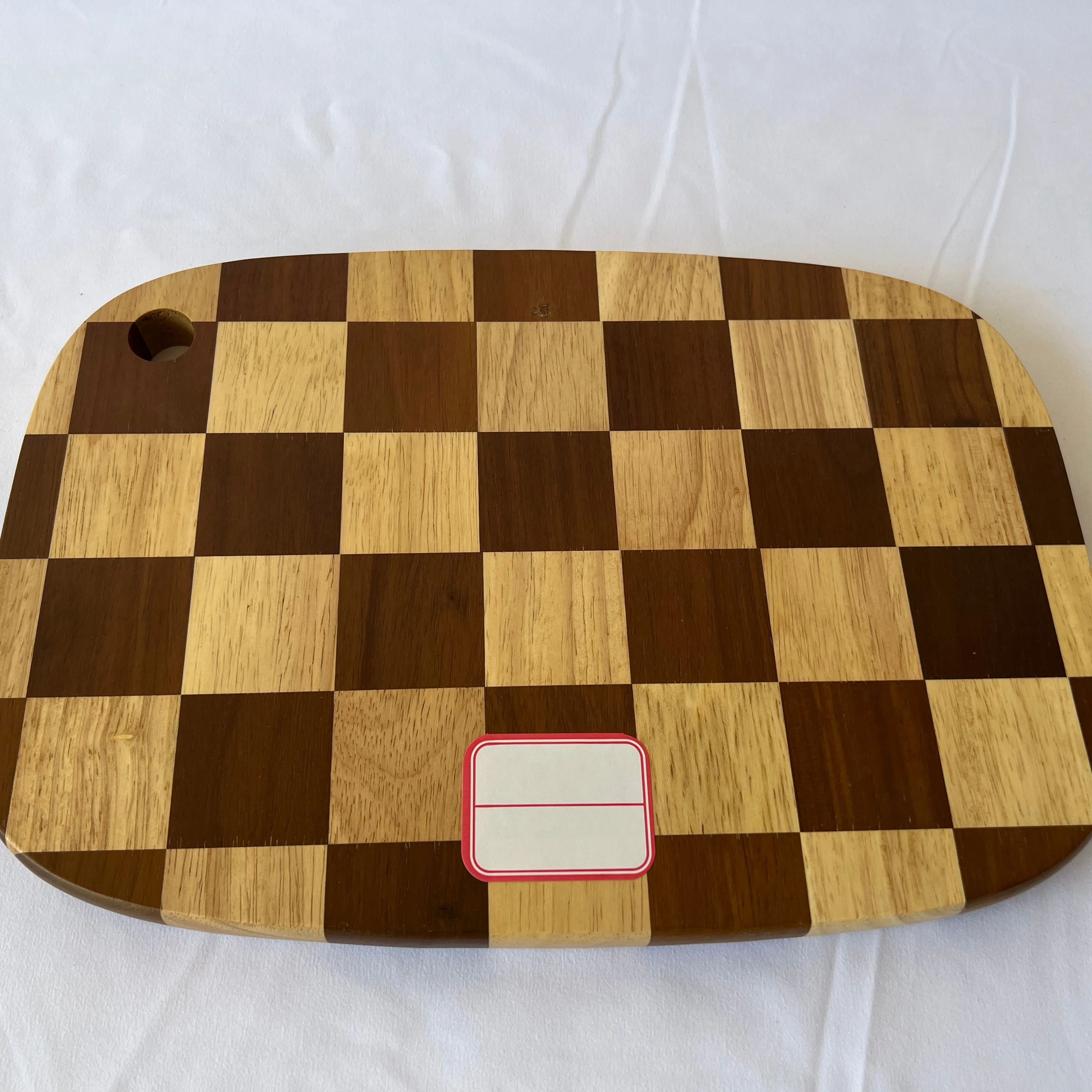 acacia wood with rubber wood checked cutting board