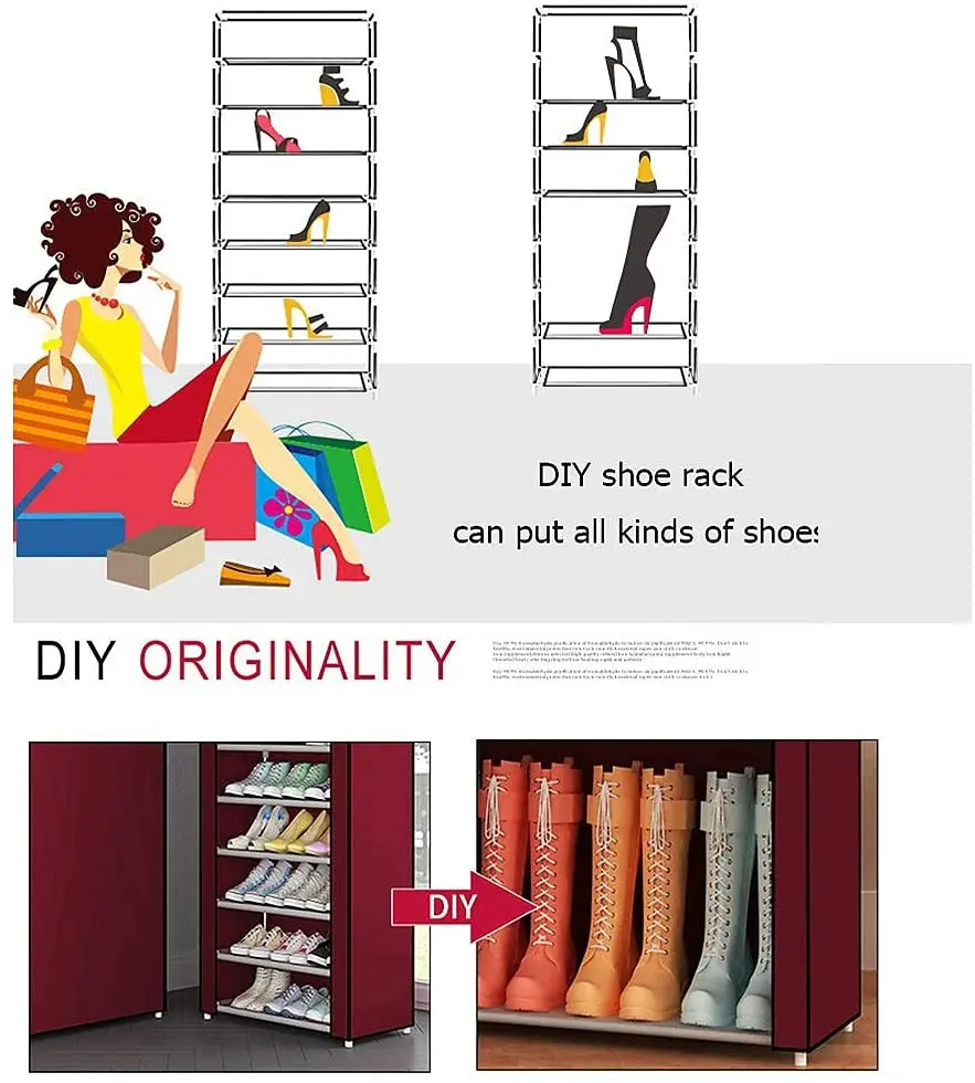 9 Tiers Non-Woven Fabric Shoe Rack scarpiera with Dustproof Closet Shoe Storage Cabinet Organizer schuhregal