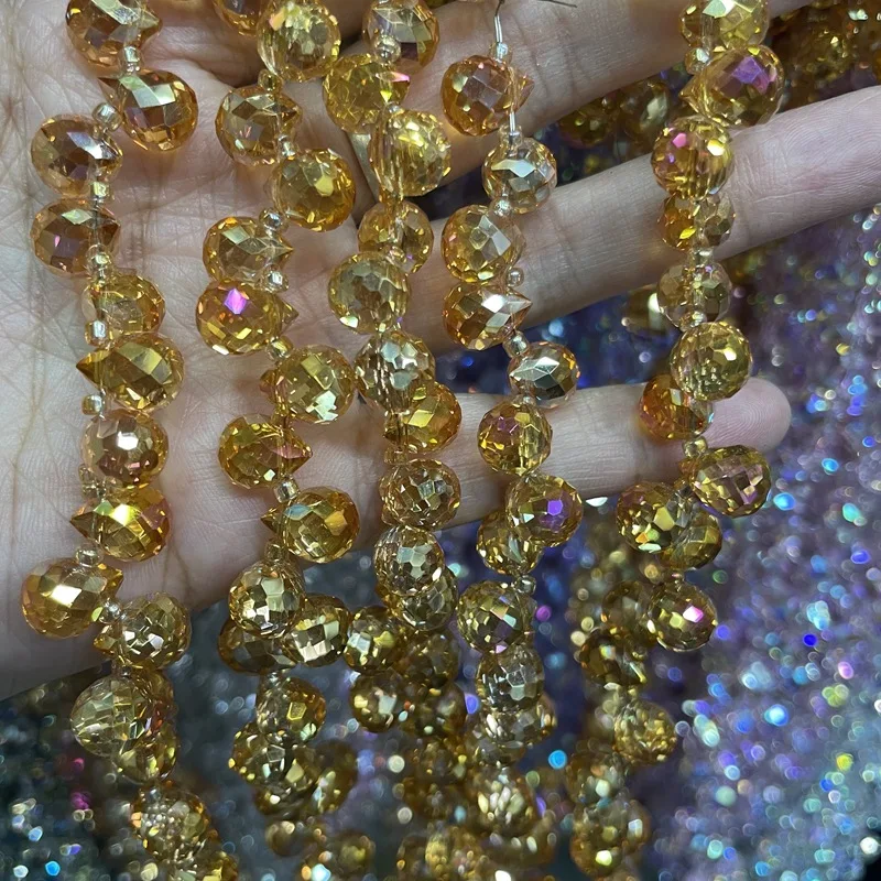 Pujiang Transverse Hole Water Drop Crystal Glass Bracelet Strawberry Glass Beads Diy Accessories Clothes Accessories Loose Beads