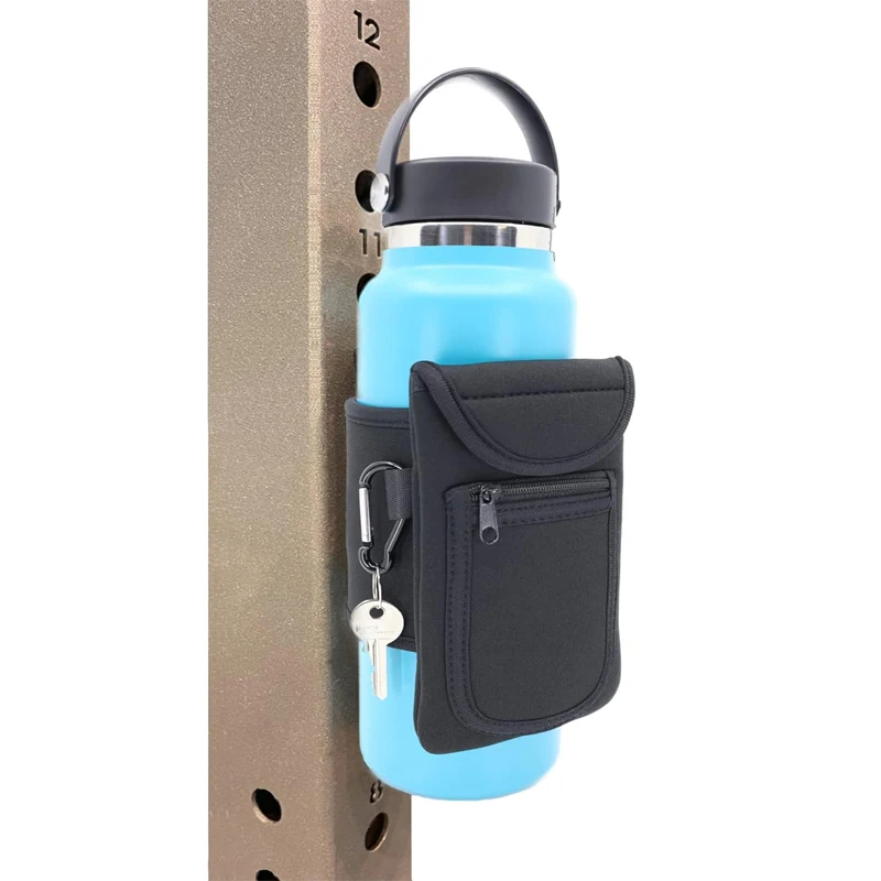 Custom Magnetic Water Bottle Sleeve Pouch Magnet Cup Cover with Pocket Portable Gym Mate Non slip Wallet Neoprene Key Phone Bags