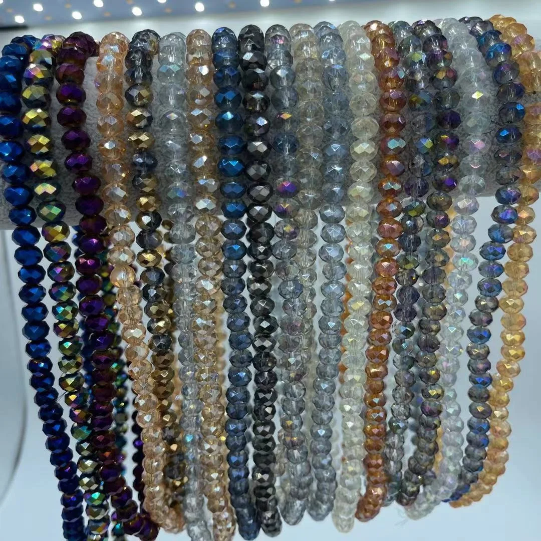 factory Wholesale 8mm Loose Glass beads color-plated faceted Crystal Rondelle Beads for Diy Jewelry Making