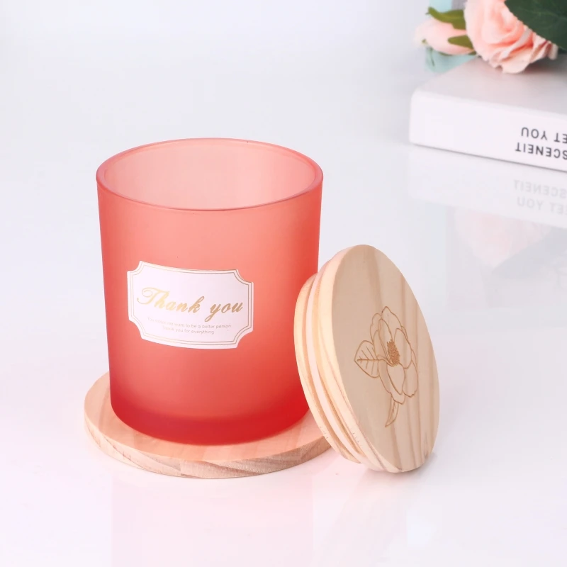 Factory sell classic 8oz 10oz 12oz 15oz frosted glass candle jar with customized logo and lid