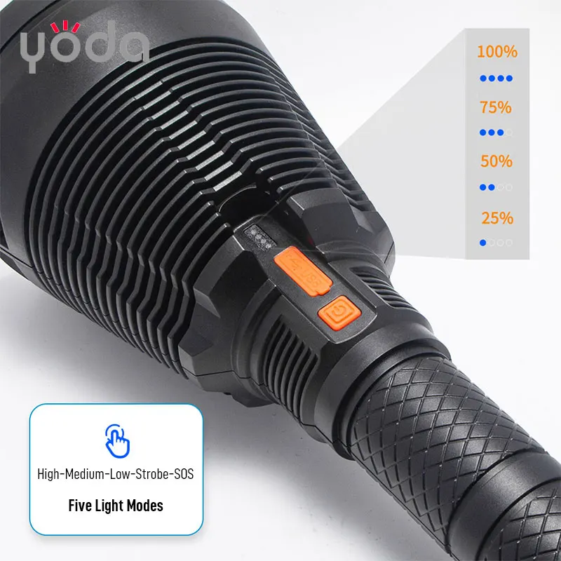 140mm big reflector cup type c 2000 meters range 20w p50 high power rechargeable led flashlights