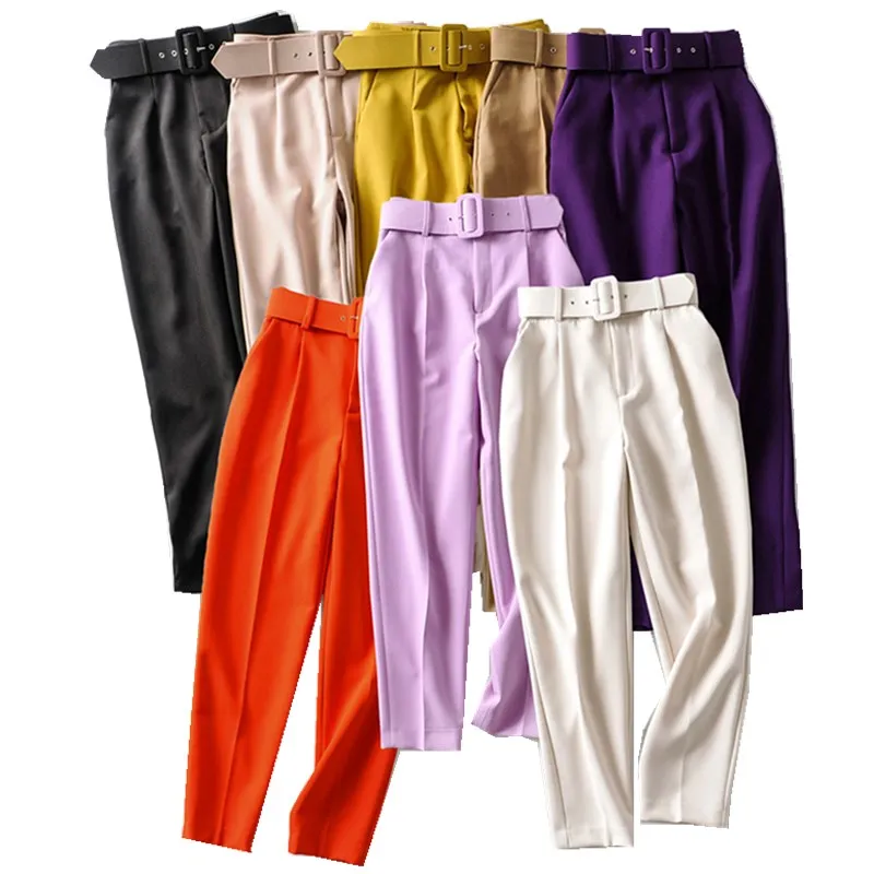 TAOP&ZA 2023 spring new commuter casual high-waisted trousers fashion all-match with lining and belt trousers female 4387630