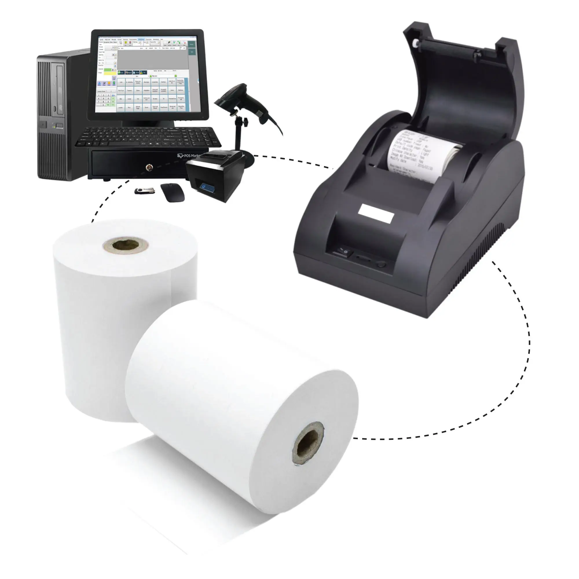 OEM Thermal Receipt Paper Roll Offset Printing 70g 57*40mm Thermal paper