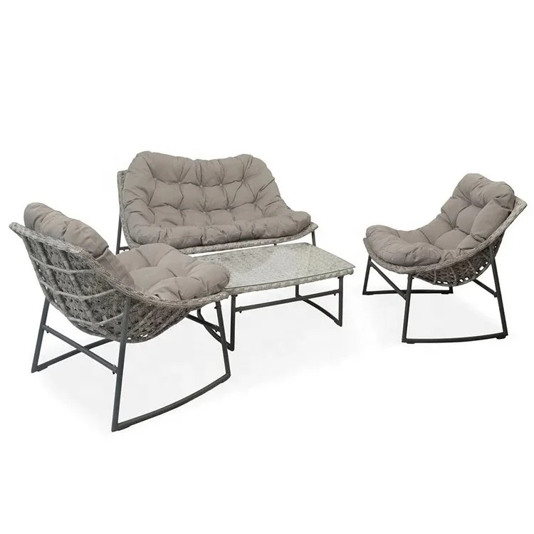 Factory Price  Casual  Rattan Wicker Aluminum Frame Garden Sofa  Chair Table Set Outdoor Sofa Set