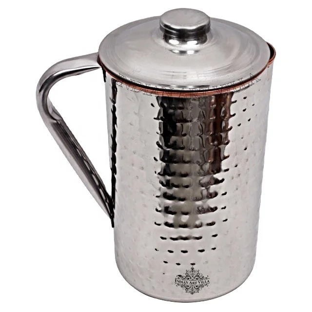 Wholesale Indian art villa steel copper hammered jug pitcher