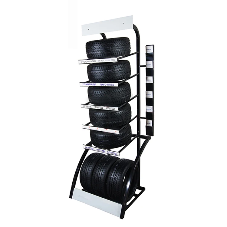 Customizable Metal Car Tyre Stand Rack Storage Tire Advertising Trade Show Tire Display Rack