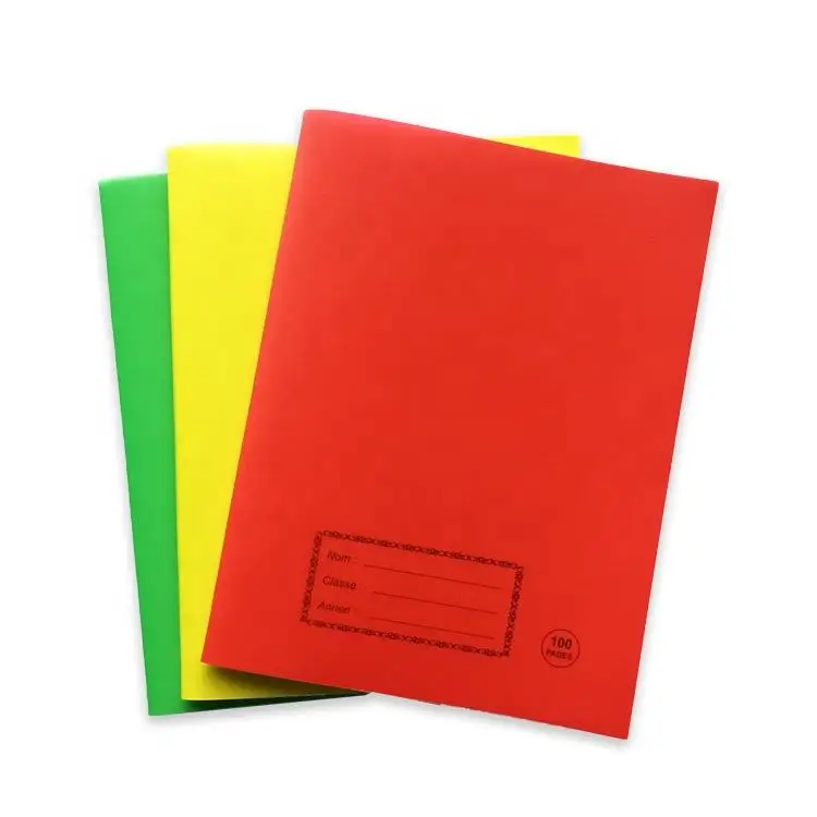Factory Direct Stationery Exercise Books 100 Pages Custom Plastic Cover Inner Paper Exercise Book For School