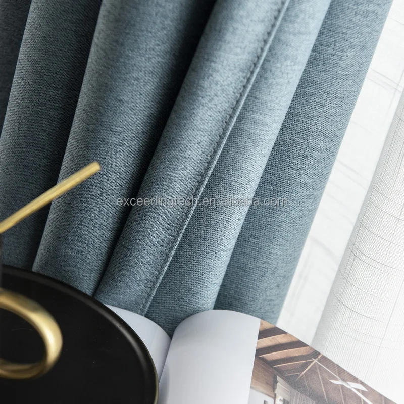 NEW UPDATED TWO SIDE black out ready made  faux linen blackout fabric window curtain drapes for living room