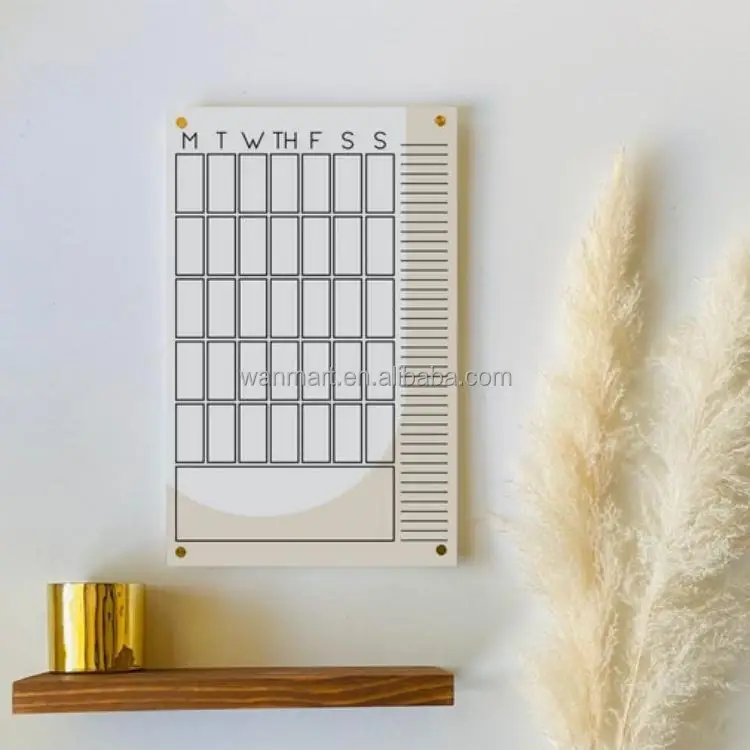 Factory custom dry erase calendar with clear acrylic stand calendar wall dry erase mounted planner