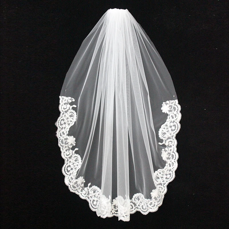 V1330w-3 Wholesale one layer bridal lace veil with sequins Wedding Bridal Veil