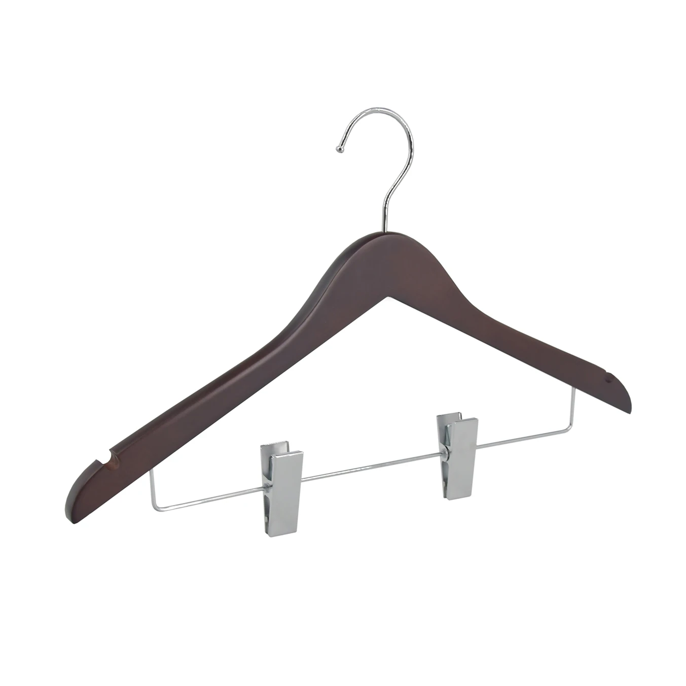 Manufacturer custom hanger clips wooden suit clothes hanger with clips for cloths