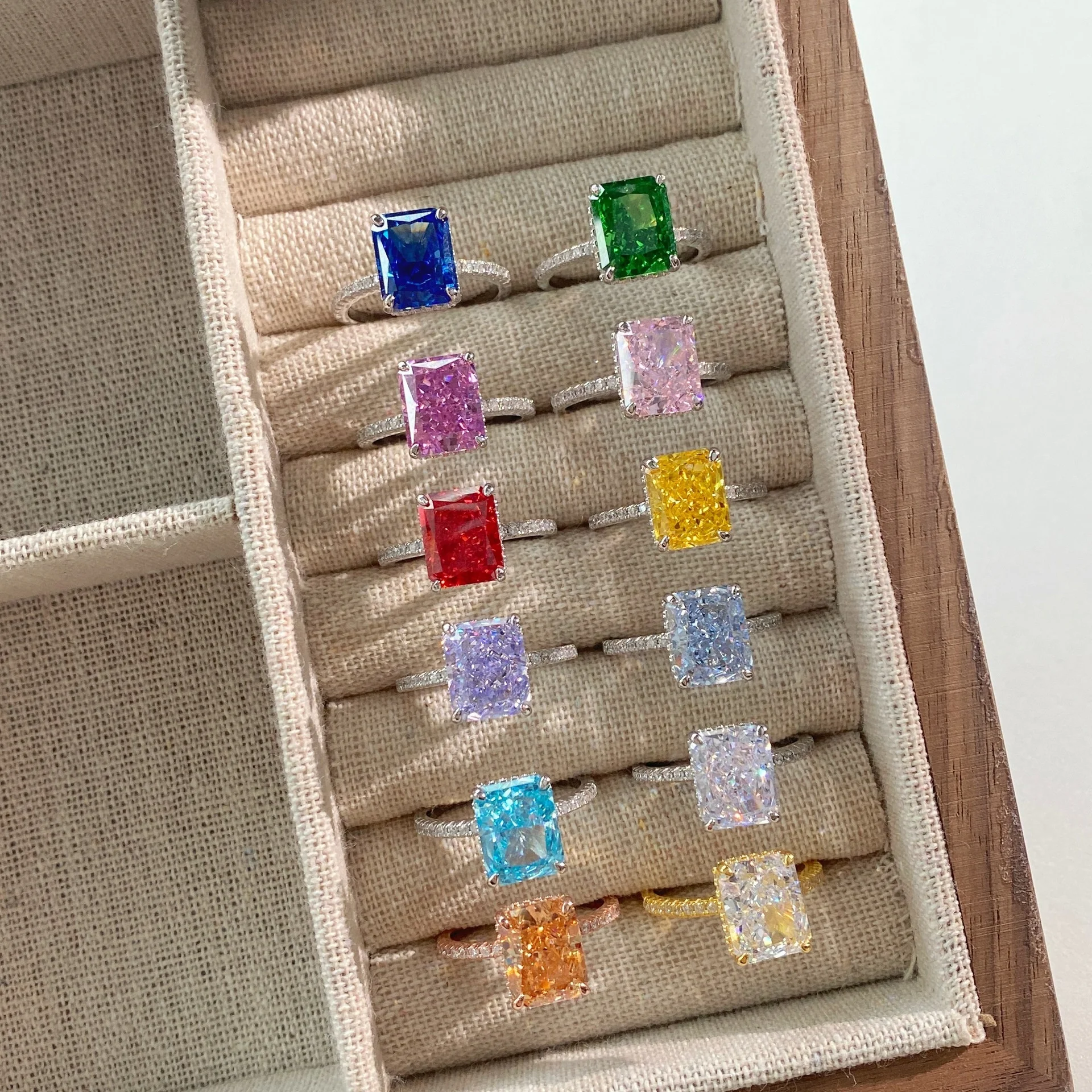 Charm Luxury 925 Silver Tourmaline Paraiba Finger Gem Rings For Women Fashion Green Ring Women Jewelry Accessories New Bijoux