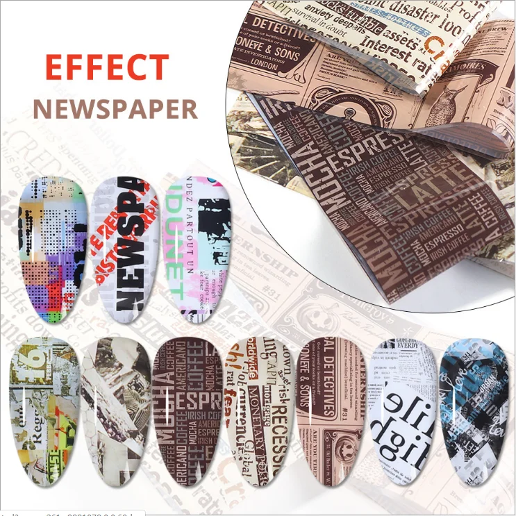 Factory direct art style newspaper color magazine english letter nail sticker