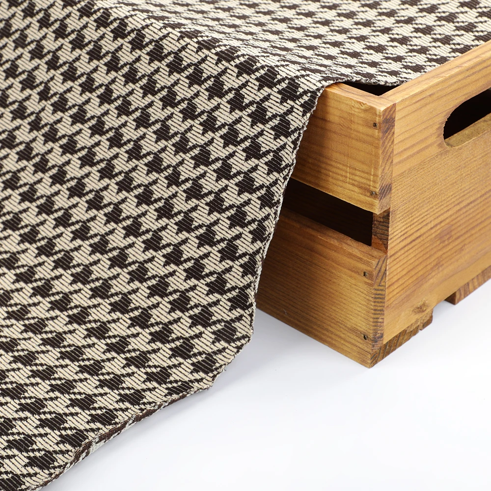DB Textile Knitted Eco-friendly 90% Polyester 10% Spandex Houndstooth Stripe Jacquard Fabric for Clothing