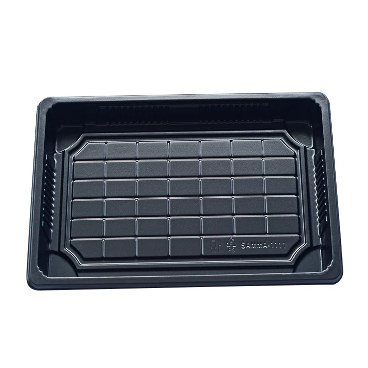 SM1-1111Black пластиковый лоток для суши прозрачная крышка упаковочная коробка хранения пластиковые лотки еды