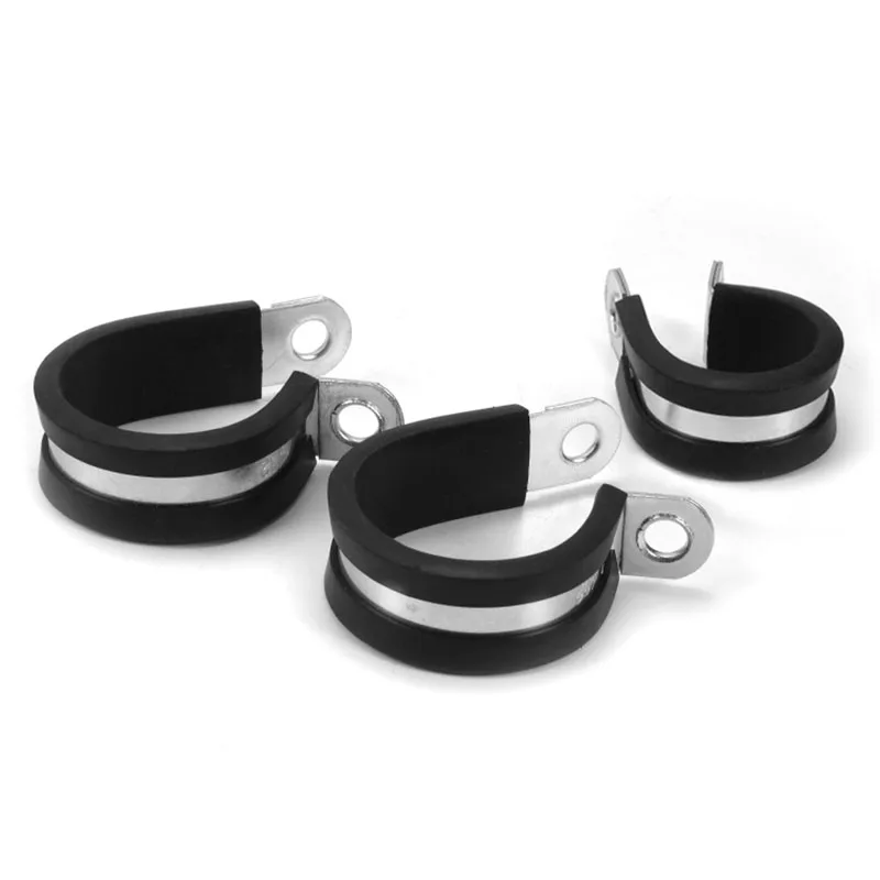 U Shaped Cable Saddle Clamp Hose Clamp 304 Stainless Steel Heavy Duty Pipe Clamp With Rubber