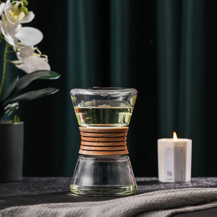 Luxury new design hourglass reed diffuser home fragrance diffuser 270ML wood waterless oil diffuser For Home decoration