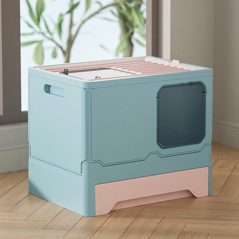 Easy Cleaning pet Drawer Foldable Top Entry Anti-Splashing with Handy Litter Scoop cat litter box Toilet accessories