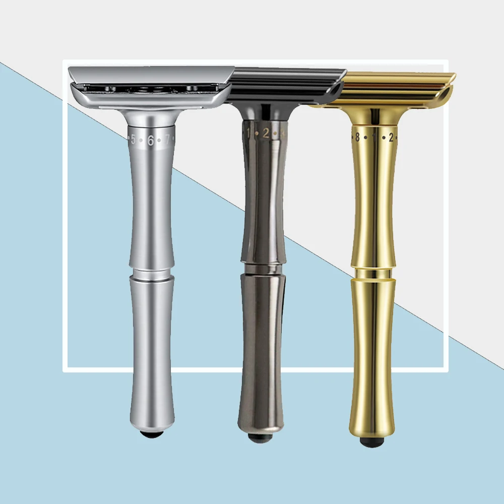 Spolo Double Edge Safety Razor Adjustable Sharpness Shaver With Stainless Steel Blades Twin Blade Shaving Razor For Man