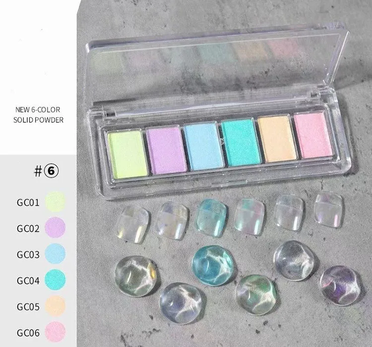 Personalized 6 Colors/box Solid Holographic Laser Aurora Nail Powder Magic Mirror Powder Nail Art Decoration