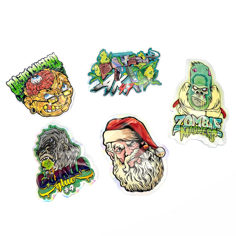 Customize Holographic Irregular Gummies Die Cut Plastic Candy Zip Lock Smell Proof Mylar Bag