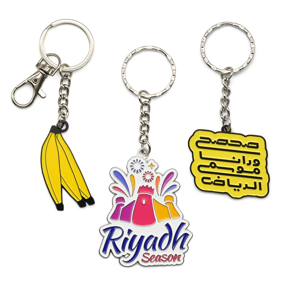 Custom shape logo 2d 3d enamel key chain zinc alloy metal keyring monkey banana keychain