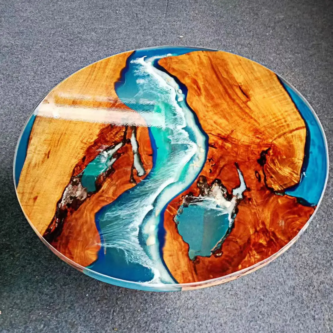 Home Furniture Factory Direct Solid Walnut Wood Restaurant Kitchen River Epoxy Resin Slab Dining Table