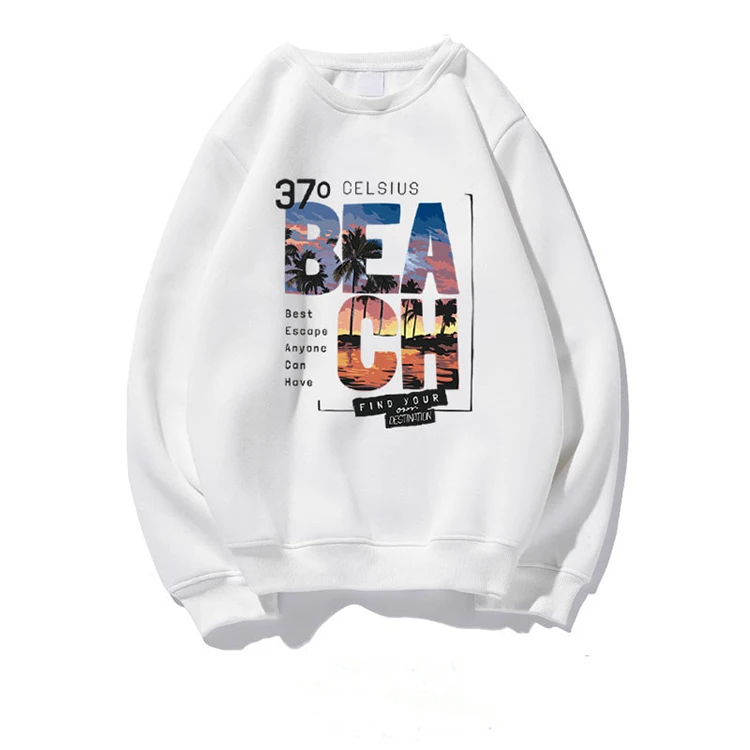 Letter sweatshirts white cotton hoodie pull over sweatshirt