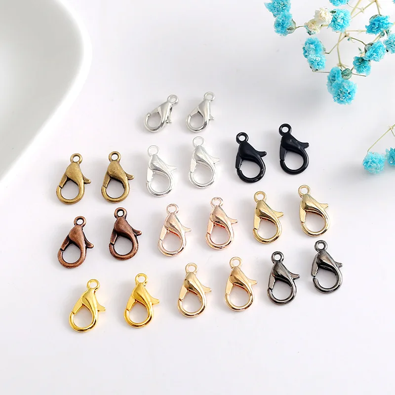 Fasteners 100pcs/bag 10mm 12mm alloy lobster clasp diy accessories jewelry findings for bracelet necklace jewelry making