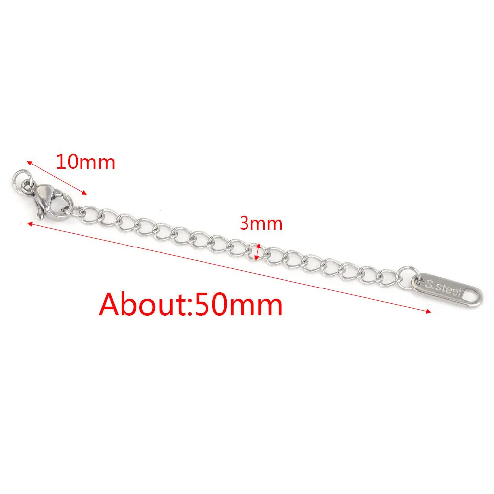 Stainless Steel Extended Extension Tail Chain Lobster Clasps Connector for Bracelet Necklace Jewelry Making DIY 7
