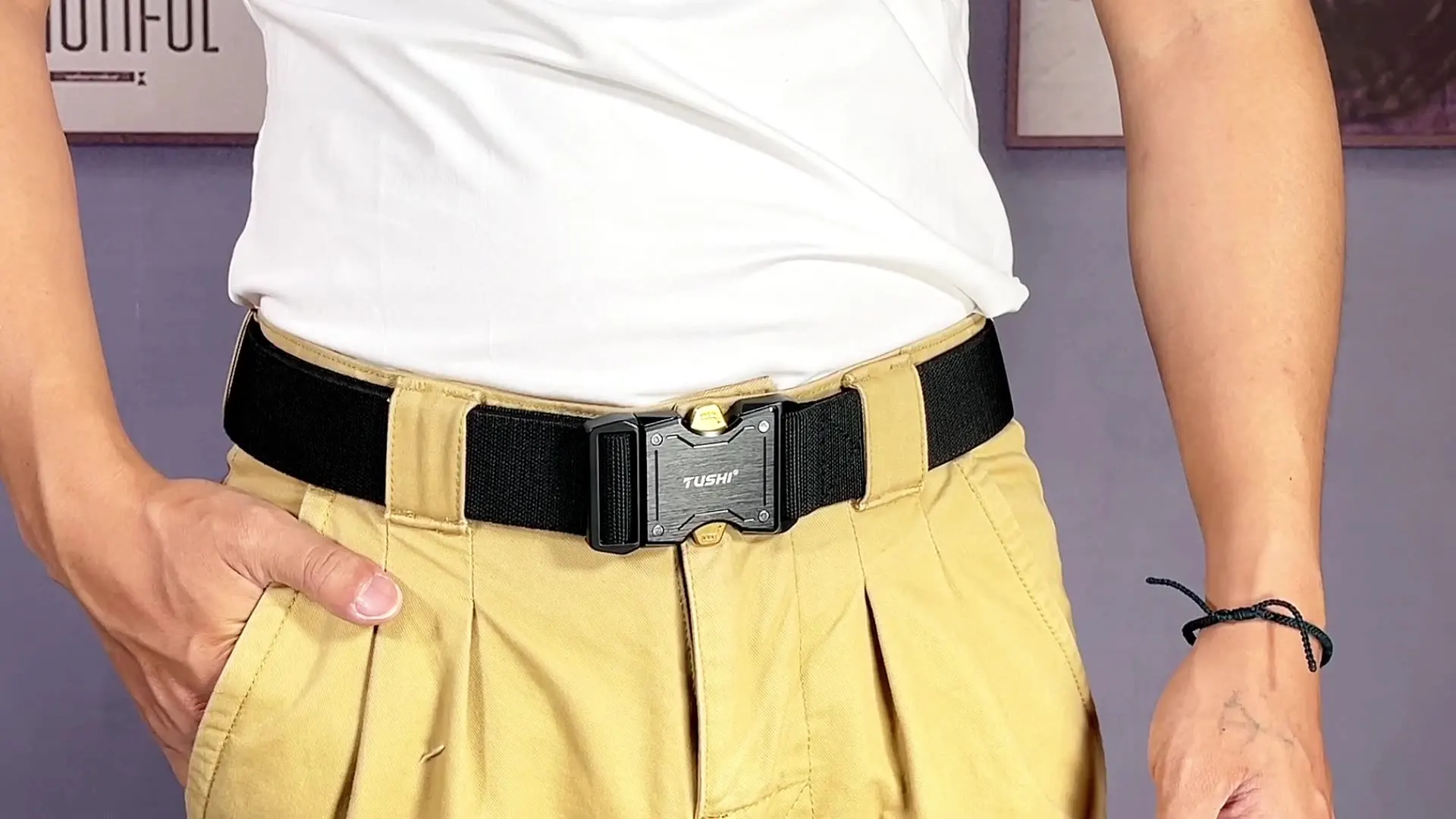 New Custom Tactical Buckle Belt Laster Logo Alloy with Stretch Elastic Belt for Men Accept Customized Logo 100% Nylon 7-14 Days