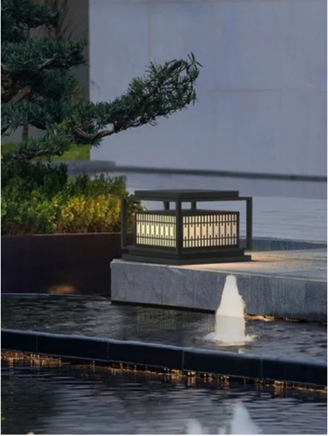 Chinese and Japanese IP54 solar landscape courtyard decoration led villa gate fence pillar lawn lamp