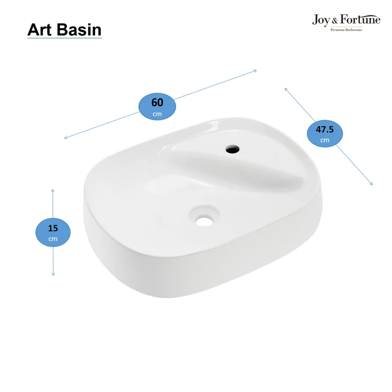 Joynfortune Factory Direct Sales Perforated Drainage Faucet Rounded Corner Safe Luxury Hotel Ceramic Bathroom Wash Basin Sink