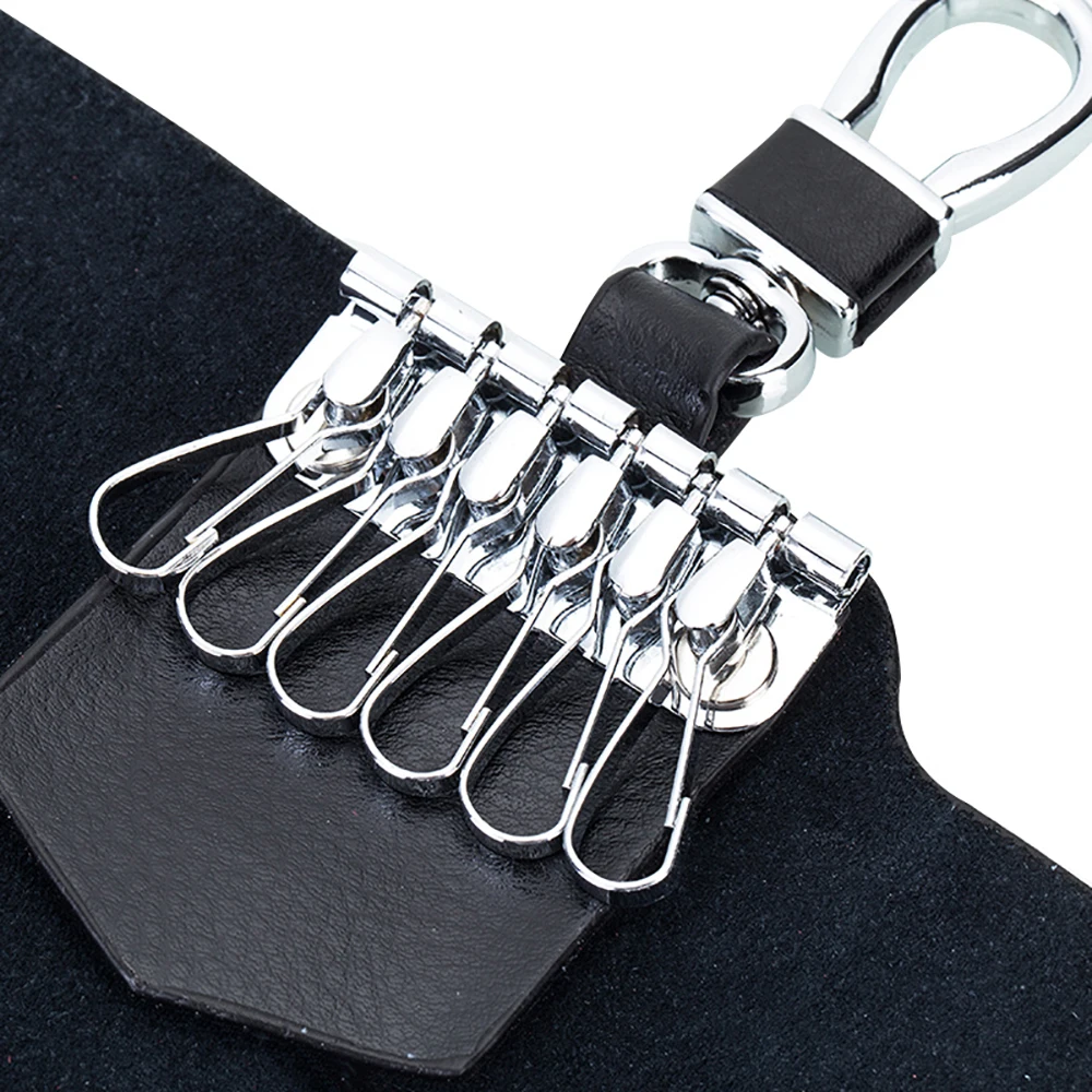 atinfor Real Split Leather Buckle Small Key Wallet Holder Case Key Clip Storage Organization Bag