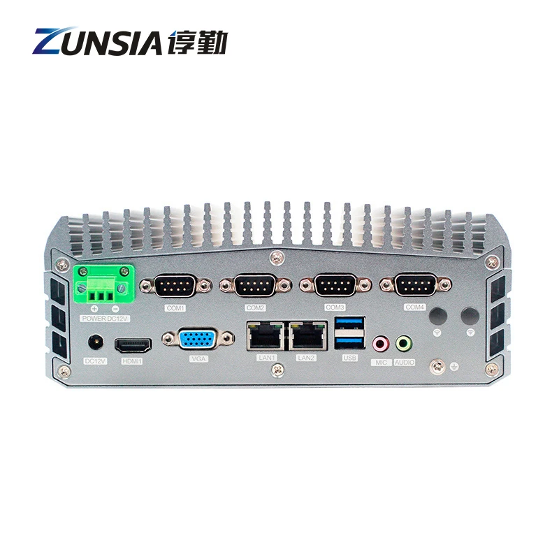 Zunsia 2 Lan 6COM Embedded Industrial Computer Case Core i5 i7 Celeron J6412 N100 2*DDR4 6USB 1*HD VGA IOT X86 Fanless Mini PC