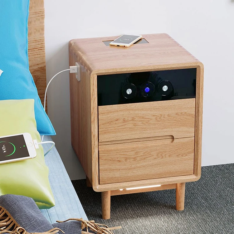 Huihong OEM Ночная подставка 30*38*60 5 см прикроватный столик прикроватная лампа Беспроводная зарядка ночник mesilla de из твердой