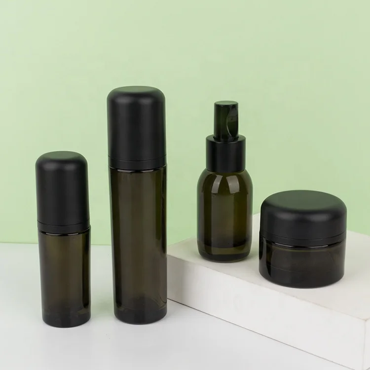 fancy cosmetic bottles and jars with accepted oem Glass Cosmetic Bottles  dark brown lotion bottle face cream jar