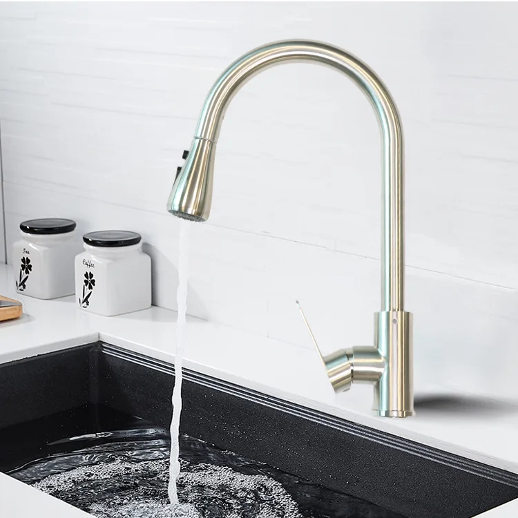 Sonsill Luxury Single Handle Stainless Steel Water Tap Taps Pull Out Sink Basin Mixer Filter Kitchen Sink Faucet