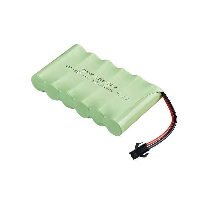 High Capacity NiMH Battery Pack AA 7.2V 1800mAh Battery with male SM 2P Plug for RC Cars and Trucks Rechargeable Batteries