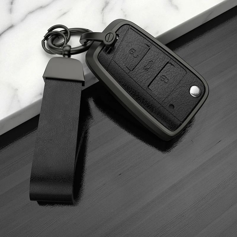 Source manufacturers Aluminum alloy Car Keys Bag Cover Keychain Car Key Case For VW Volkswagen Skoda Car Key Accessories